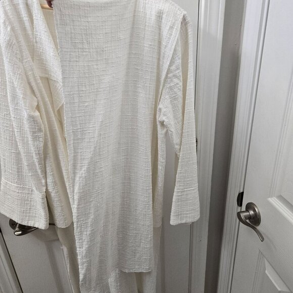 Calvin Tran‎ Cardigan M White Textured Open Front Long Waterfall Avant-garde - Picture 6 of 15